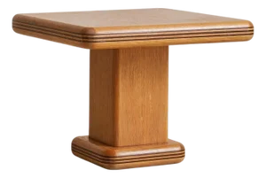 French Square Oak Side Table with Inlaid Detailing, 1960s - 2 Available