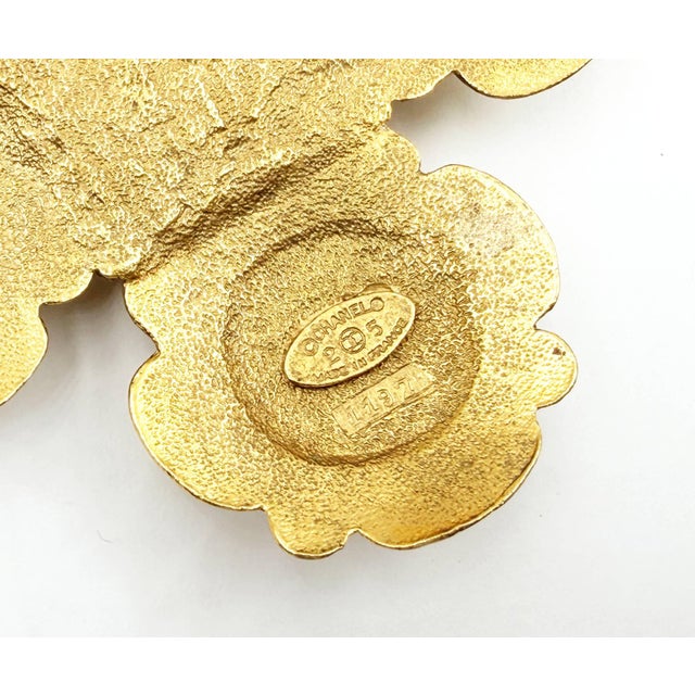 1980s Chanel Rare Vintage Gold Plated CC Stone Pearl Cross Large Brooch Pendant Necklace For Sale - Image 9 of 9