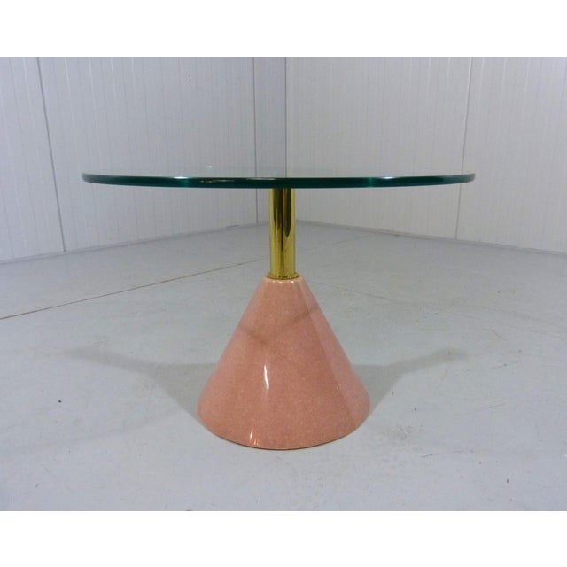 Pink Natural Stone & Glass Side Table, Italy, 1980s For Sale - Image 4 of 17