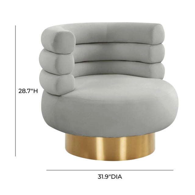 Wood Naomi Grey Velvet Swivel Chair For Sale - Image 7 of 9