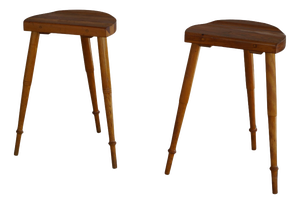 Mid-Century Danish Cabinetmaker Tripod Bar Stools in Pine, 1960s, Set of 2
