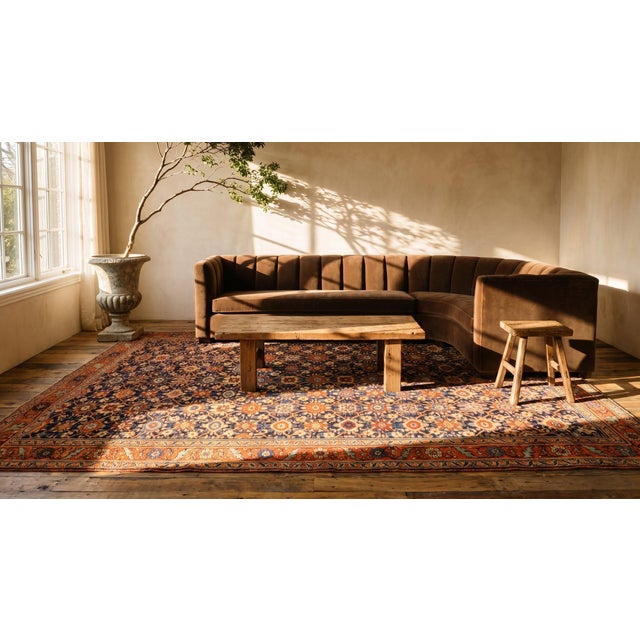 A Traditional Navy Background Color With Fascinating Tribal Style Antique Persian Bijar Rug For Sale - Image 15 of 15