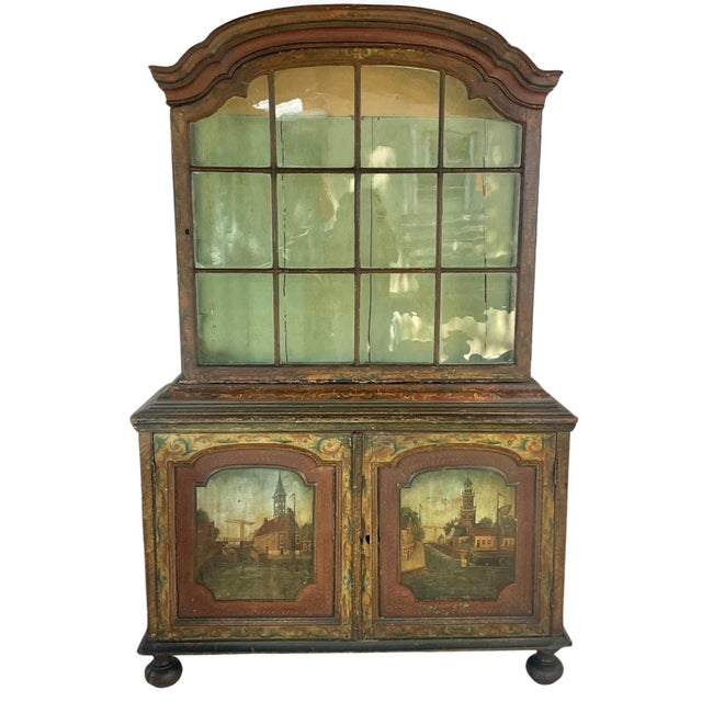18th Century Dutch Colonial 18th Century Polychrome Painted Cabinet For Sale - Image 5 of 13