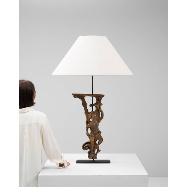 1900s Italian Wood Carved Table Lamp On Metal Base For Sale - Image 18 of 18