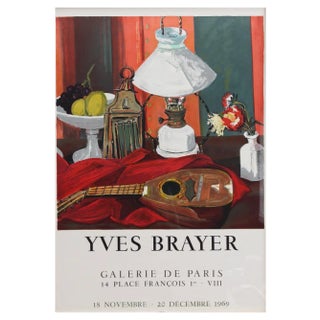 Vintage French Exhibition Poster by Yves Brayer for Galerie de Paris, 1969 For Sale