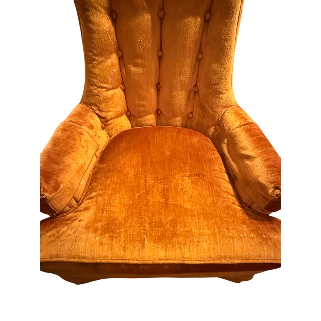 1970s Mid-Century Orange Velvet Chair by William Alan For Sale - Image 4 of 7