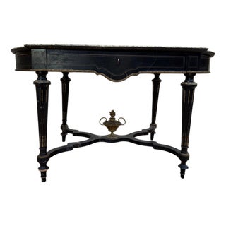 Napoleon III Entrance Desk in Blackened Wood For Sale