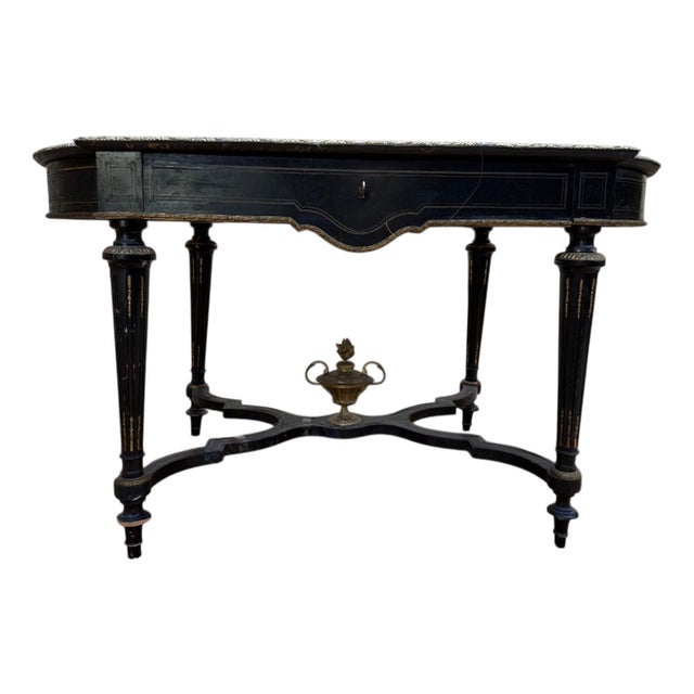 Napoleon III Entrance Desk in Blackened Wood For Sale