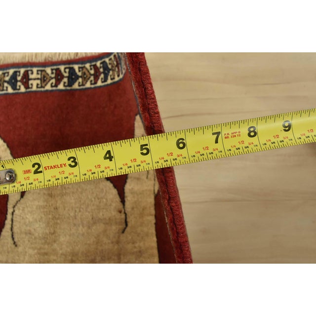Yalameh Rug 3’4” X 5’2” Red Wool Vintage Traditional Hand-Knotted Carpet For Sale - Image 9 of 11