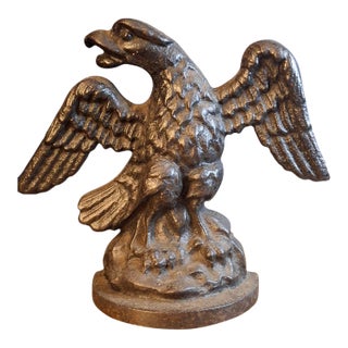 Antique Cast Iron Eagle on Rock Doorstop Patriotic Americana Hubley or Albany For Sale