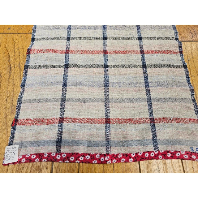 American Vintage American Rag Runner, Handwoven Wool & Cotton, Indigo Stripe Pattern, 2x11 For Sale - Image 3 of 10