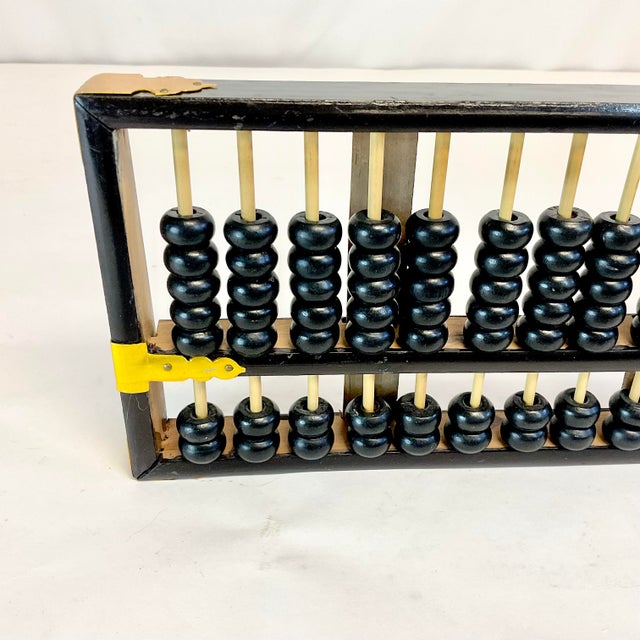 Wood Mid-Century Chinoiserie Boho Chic Brass and Lacquered Lotus Flower Abacus. For Sale - Image 7 of 10