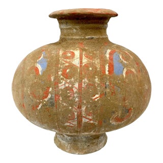 Han Dynasty Chinese Painted Pottery Cocoon Jar For Sale