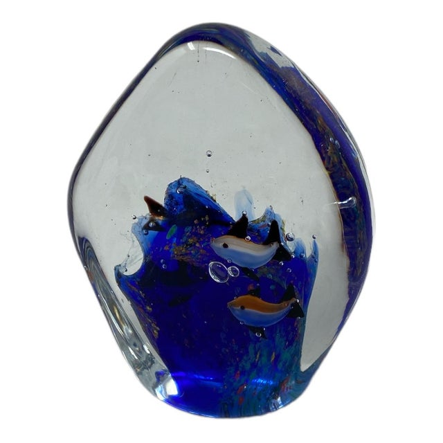 Blue Vintage Murano Aquarium Fish Cobalt Paperweight For Sale - Image 8 of 8