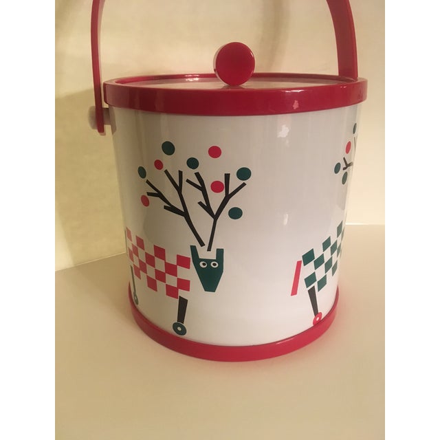 Katja Swedish Christmas Reindeer Scene Ice Bucket with Lucite Handle
