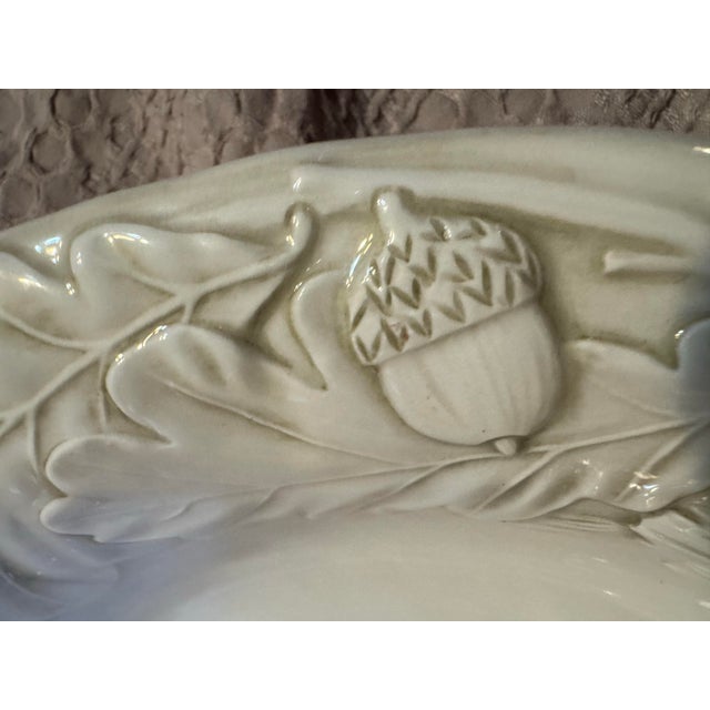 Vintage White Ceramic Embossed Serving Bowl by La Ceramica VBC For Sale - Image 9 of 12