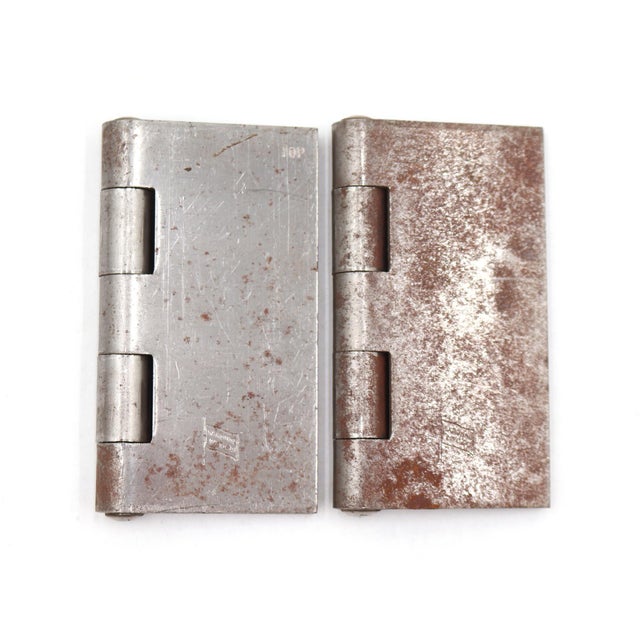 Pair of Vintage 4 X 4 In. Blank Steel Butt Door Hinges For Sale - Image 4 of 4
