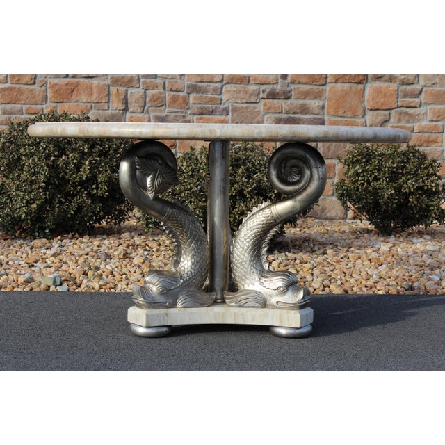 Maitland-Smith Silver Giltwood Dolphin Table For Sale - Image 14 of 18