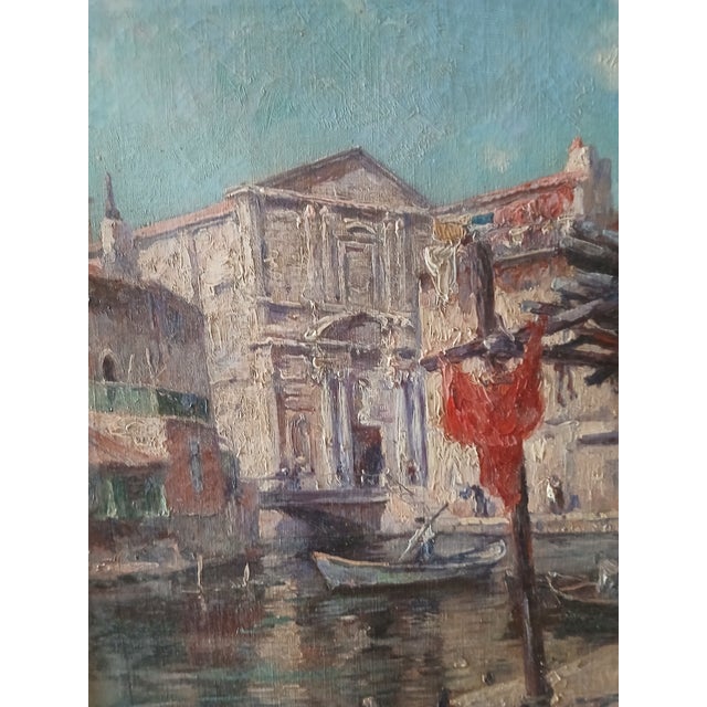 French Paul Henri Simons, French, 1865-1932 Listed Artist Venice Canal Oil on Canvas For Sale - Image 3 of 7
