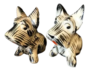 Sale Vintage Hand-Painted Deco Scottie Scottish & Westie West Highland White Terrier Dog Salt & Pepper Shakers-