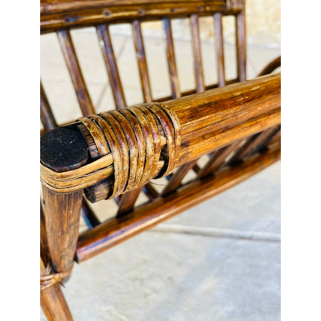 Brown Vintage Bamboo Rattan Magazine Rack, 1970s For Sale - Image 8 of 16
