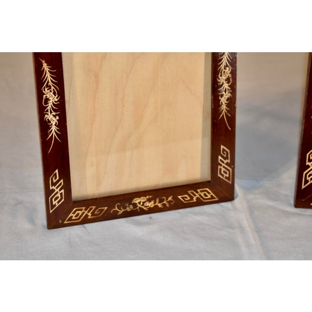 19th Century Pair of 19th Century Rosewood Picture Frames With Bone Inlay For Sale - Image 5 of 8