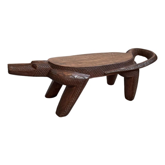 Vintage Mali Wood Tribal Lizard Stool Bench For Sale