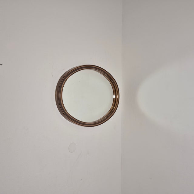 Mid-Century Modern Mid-Century Smoked Acrylic Round Wall Mirror, France, 1970s For Sale - Image 3 of 9