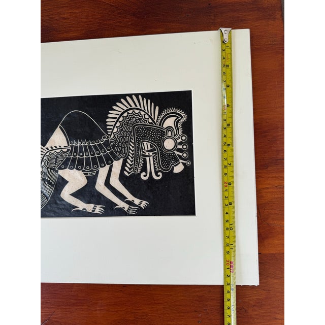 Signed 1970s Pedro Puerta "Dragon Number 1" 22/100 Wood Block Print For Sale - Image 4 of 12