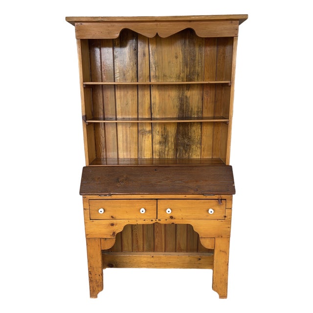 Primitive Antique Pine Tilt Top Plantation Desk W/ Bookcase (Circa 1700's) For Sale