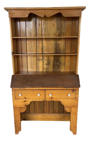 Primitive Antique Pine Tilt Top Plantation Desk W/ Bookcase (Circa 1700's)