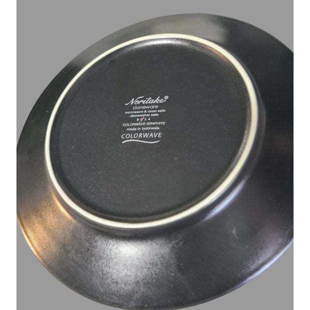 Vintage Noritake Stone Ware Colorware Graphite Floral Appetizer Hors D' Oeuvre Plates- Set of 6 For Sale - Image 6 of 6