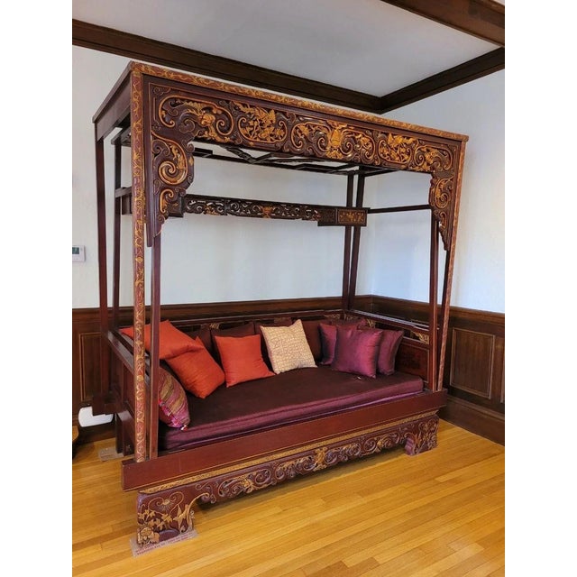 1940s Chinese Wedding Bed For Sale - Image 4 of 7