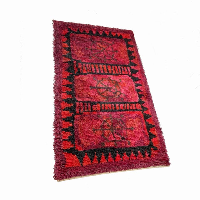 Scandinavian Abstract High Pile Rya Rug, Sweden 1960s For Sale - Image 18 of 18