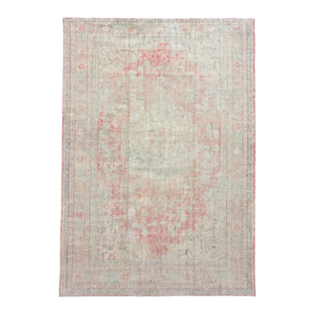 Antique Turkish Görde 7'6" X 10'8" – Beautifully Faded Neutral Palette With Red Medallion For Sale