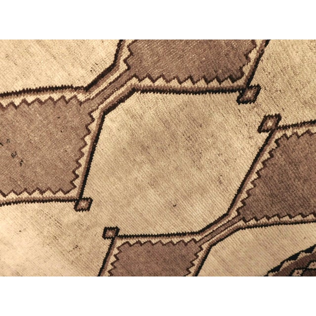 Vintage Vintage Handmade Persian Gabbeh Rug Featuring an Undyed Wool Field With a Geometric Diamond Lattice Pattern. 4'x 7'8" For Sale - Image 14 of 15