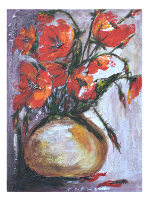 Natalia Vypritskaia, Poppy Flame, Acrylic on Canvas