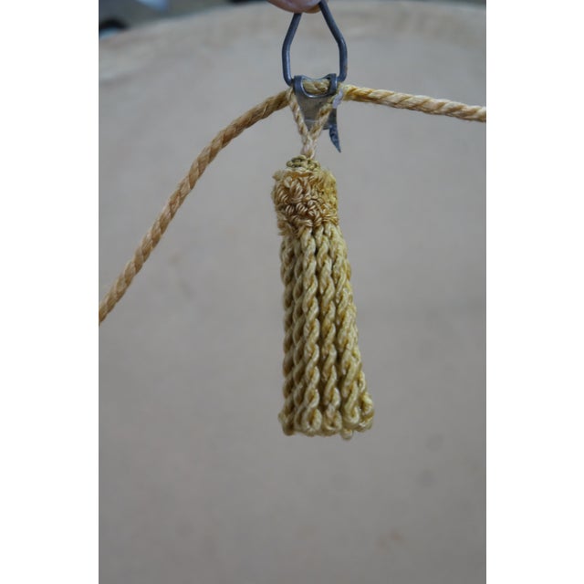 Wood Neoclassical Ribbon Rope & Tassel Round Beveled Gold Bath Vanity Mirror 32" For Sale - Image 7 of 11
