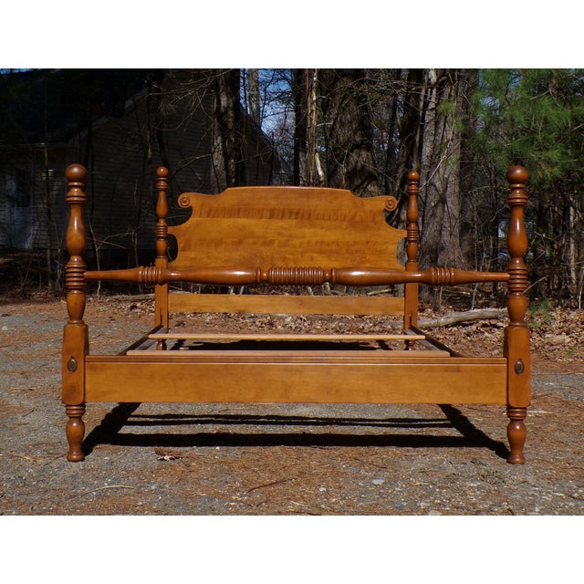 Vintage Ethan Allen Baumritter Solid Maple Full Double Cannonball Poster Bed For Sale In Boston - Image 6 of 17