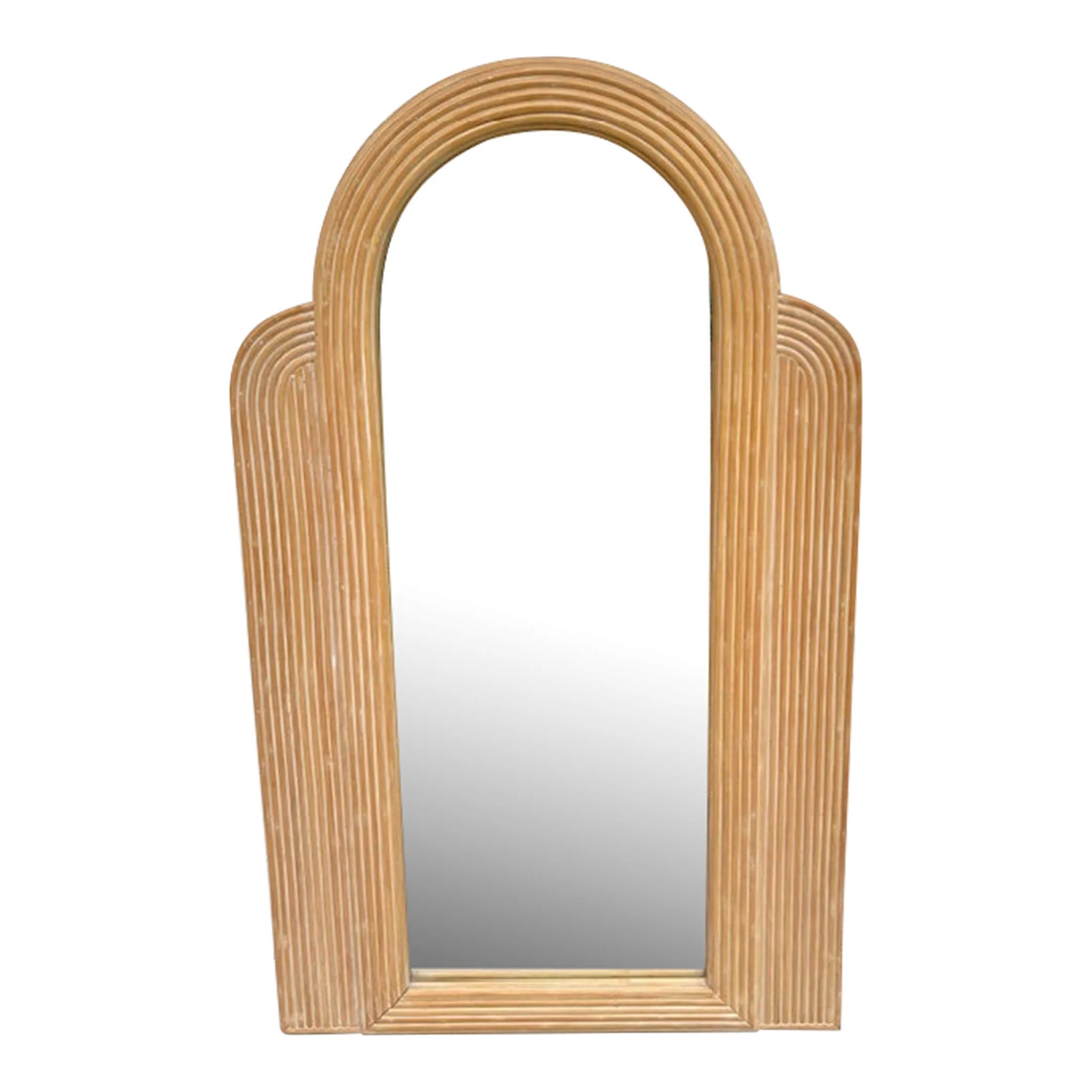 Vintage Coastal Arched Pencil Reed Mirror | Chairish