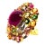 Bochic “Orient” Vintage Ruby, Diamond & Multi Sapphire Ring Set In 18K Gold & Silver For Sale
