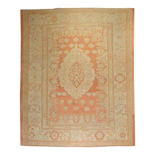 Orange Ivory Antique Turkish Oushak - 11' x 14'4" For Sale