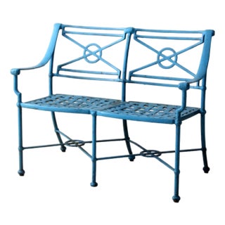 Mid-Century Iron Garden Bench For Sale