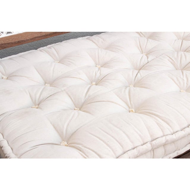 Indian 96" Carved Jali Distressed Two-Tone White Daybed For Sale - Image 3 of 11