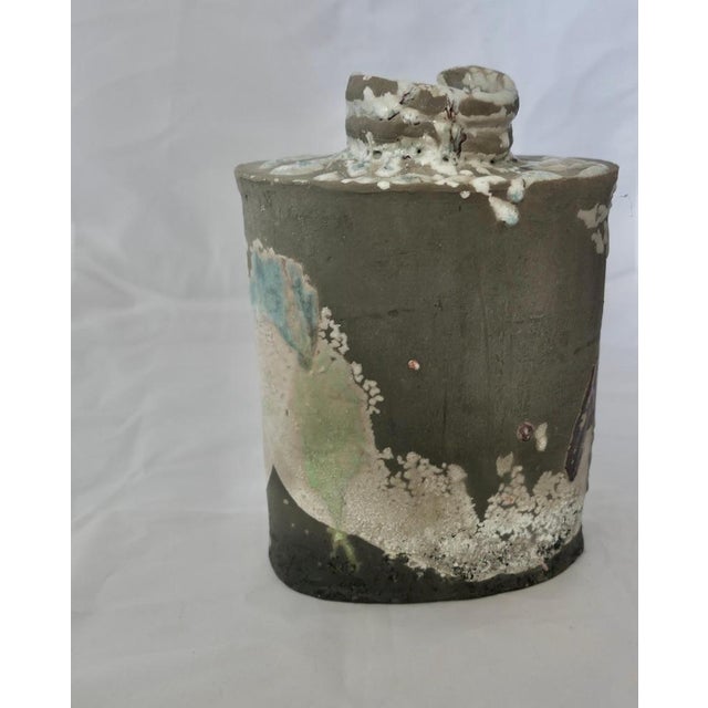 Abstract Polychrome Stoneware Vase of Signed PH, Phill Rogers A impressive notable piece, the flask has slightly curved...
