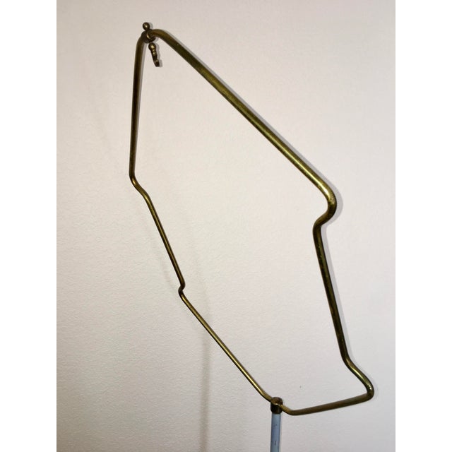 Antique Art Deco Brass Painted Blue Bird Cage Stand Holder With Red