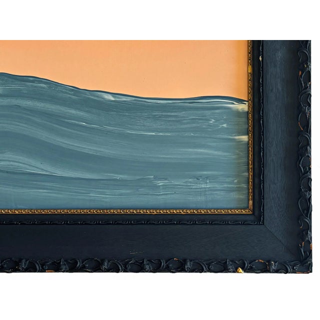 "Heat Waves" Abstract Art in Antique Frame, Original Seascape Painting by JTS For Sale In Minneapolis - Image 6 of 10