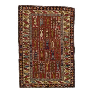 Fine Antique Caucasian Kuba Rug 3'5" X 5' For Sale