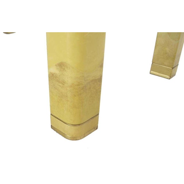 Karl Springer Mid-Century Modern Lacquered Goat Skin Parchment Coffee Table Brass Feet MINT For Sale - Image 4 of 8