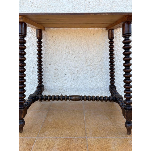 Victorian Oak Side Table With Barley Twist Legs, Early 20th Century For Sale - Image 6 of 6
